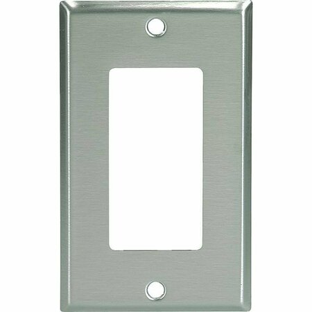 EATON WIRING DEVICES Eaton Cooper Wiring 93401 Wallplate, 4-1/2 in L, 2-3/4 in W, 1 -Gang, Stainless Steel, Brushed Satin 93401-BOX1